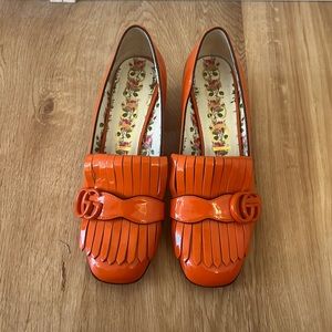 Authentic Gucci Marmont Loafer Pump Orange